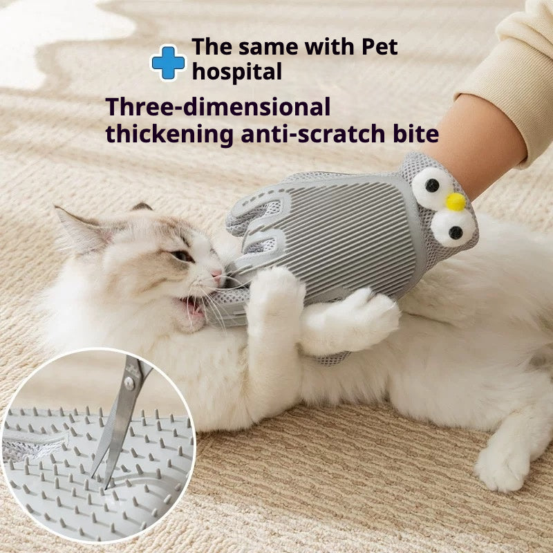 2 in 1 Pet Grooming Gloves - Cat and Dog Glove Brush, High Efficiency Pet Hair Removal Massage Glove, Clean Hair on Both Sides, Double-sided Pet Hair Removal Gloves Removing Loose Fur, Preventing Scratching & Biting, Grooming, Cleaning & Beautifying
