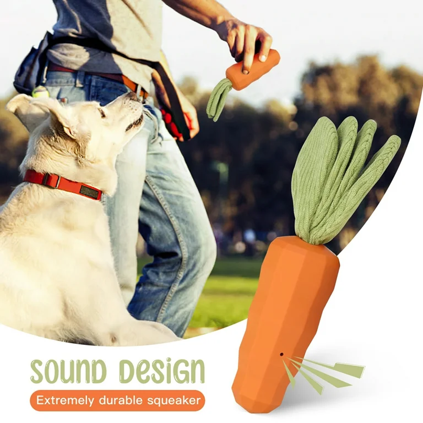 Dog Squeaky Chew Toys for Aggressive Chewers, Rubber Carrot Dog Toys for Training and Cleaning, Durable Interactive Tough Dog Toy for Puppy Medium Dogs