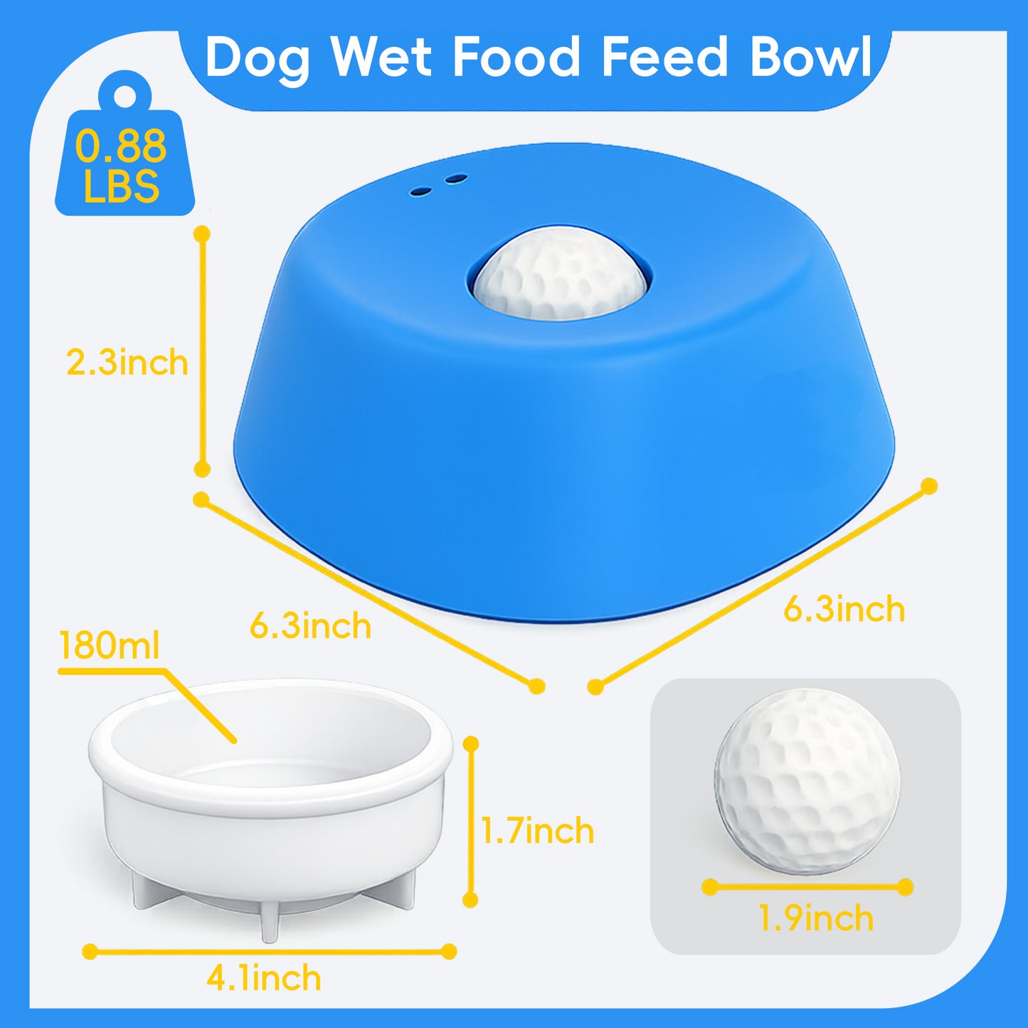 Waithem Dog Licking Ball for Liquid Treat, Wet Food Feeder, 3/4 Cup Yogurt Pup Lick Toy for Large Medium Small Breeds Dietary Supplement/Post-op Nutrition