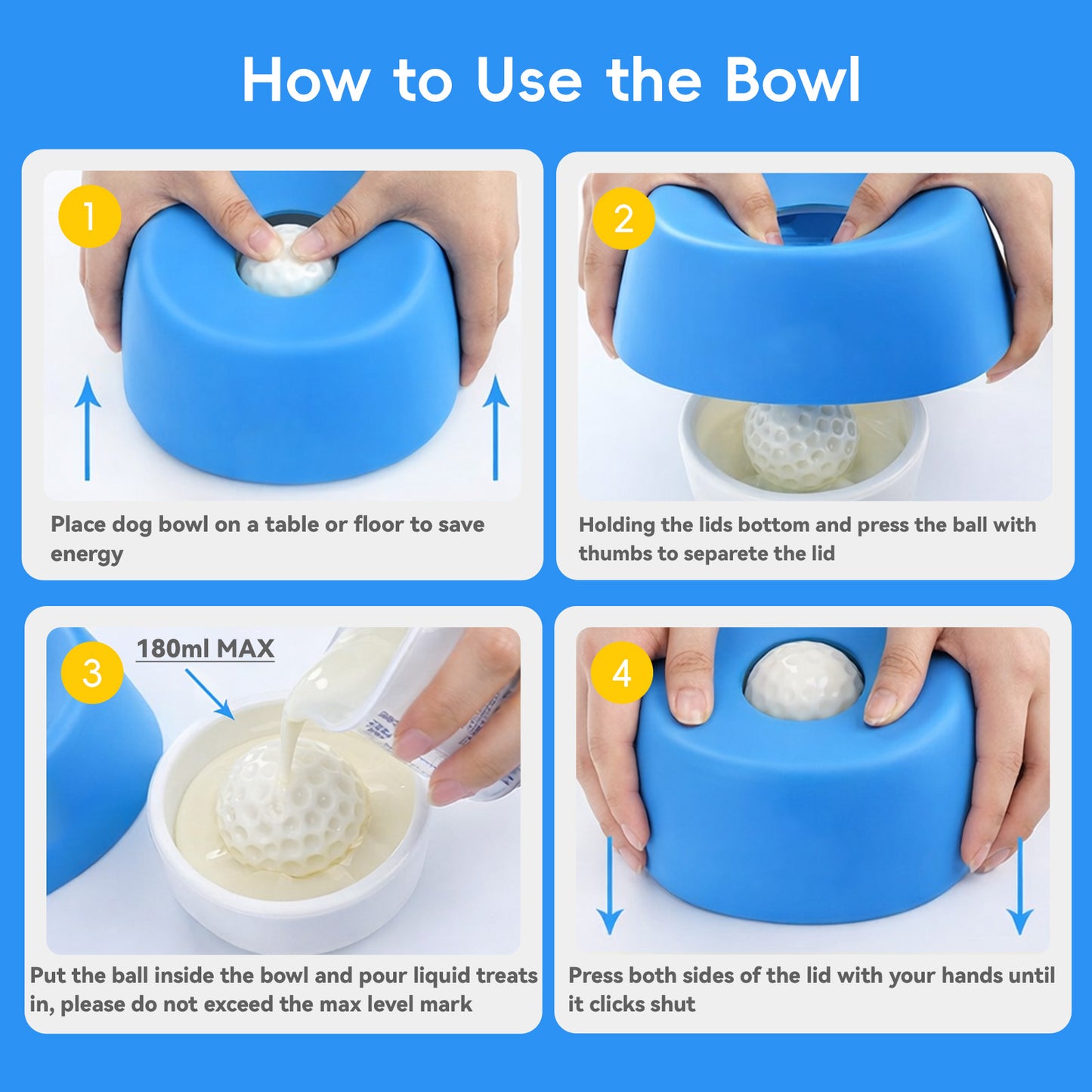 Waithem Dog Licking Ball for Liquid Treat, Wet Food Feeder, 3/4 Cup Yogurt Pup Lick Toy for Large Medium Small Breeds Dietary Supplement/Post-op Nutrition