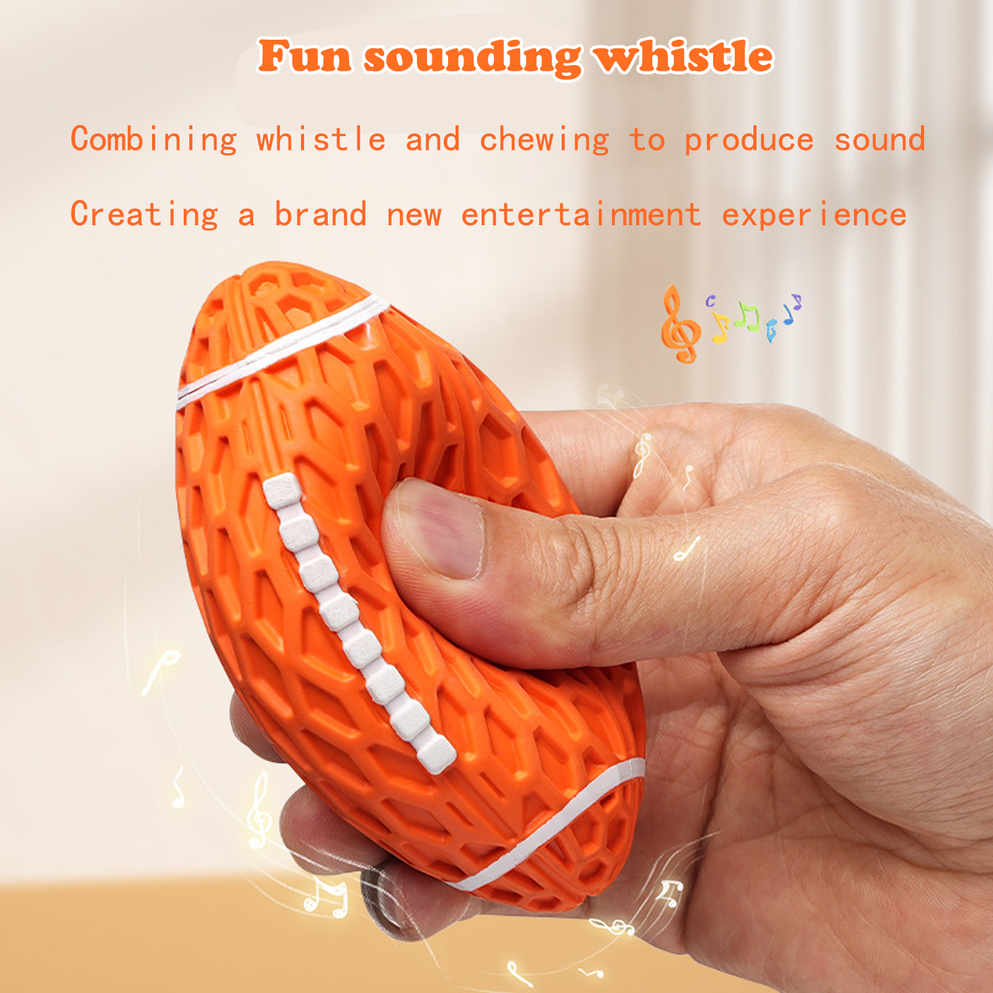 Squeaky Balls for Dogs, Rubber Football for Aggressive Chewers, Fetch Toys, Durable and Interactive Ball, Funny Squeaky Ball Heavy Duty (Orange, Large)