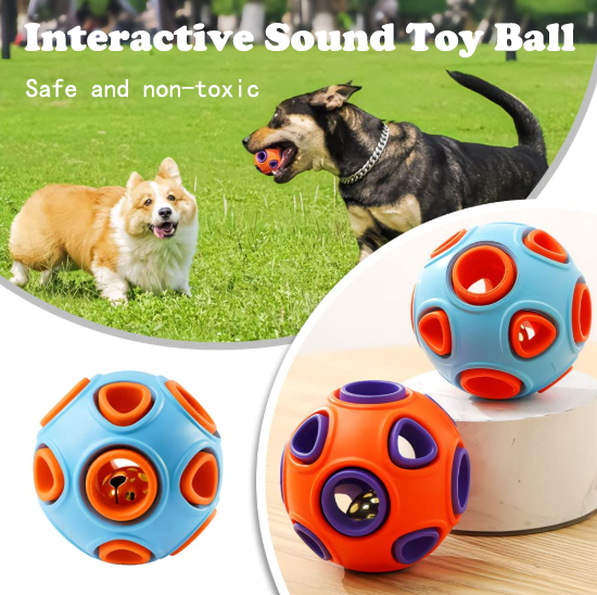 Dog Balls with Bell Sound, [2Pack] Rubber Bouncy Fetch Ball for Puppies Small Dogs, 2” Interactive Pet Chew Toys