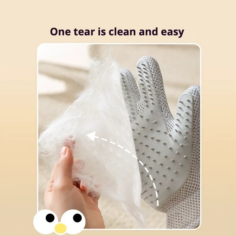 2 in 1 Pet Grooming Gloves - Cat and Dog Glove Brush, High Efficiency Pet Hair Removal Massage Glove, Clean Hair on Both Sides, Double-sided Pet Hair Removal Gloves Removing Loose Fur, Preventing Scratching & Biting, Grooming, Cleaning & Beautifying