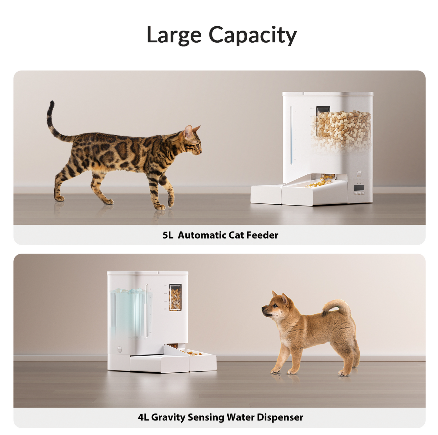 Waithem FW54 5G/2.4GHz WiFi Automatic Pet Feeder and Waterer 2-in-1 Set for Pets, 300 oz Large Capacity for 2 Weeks, Perfect for Working Parents