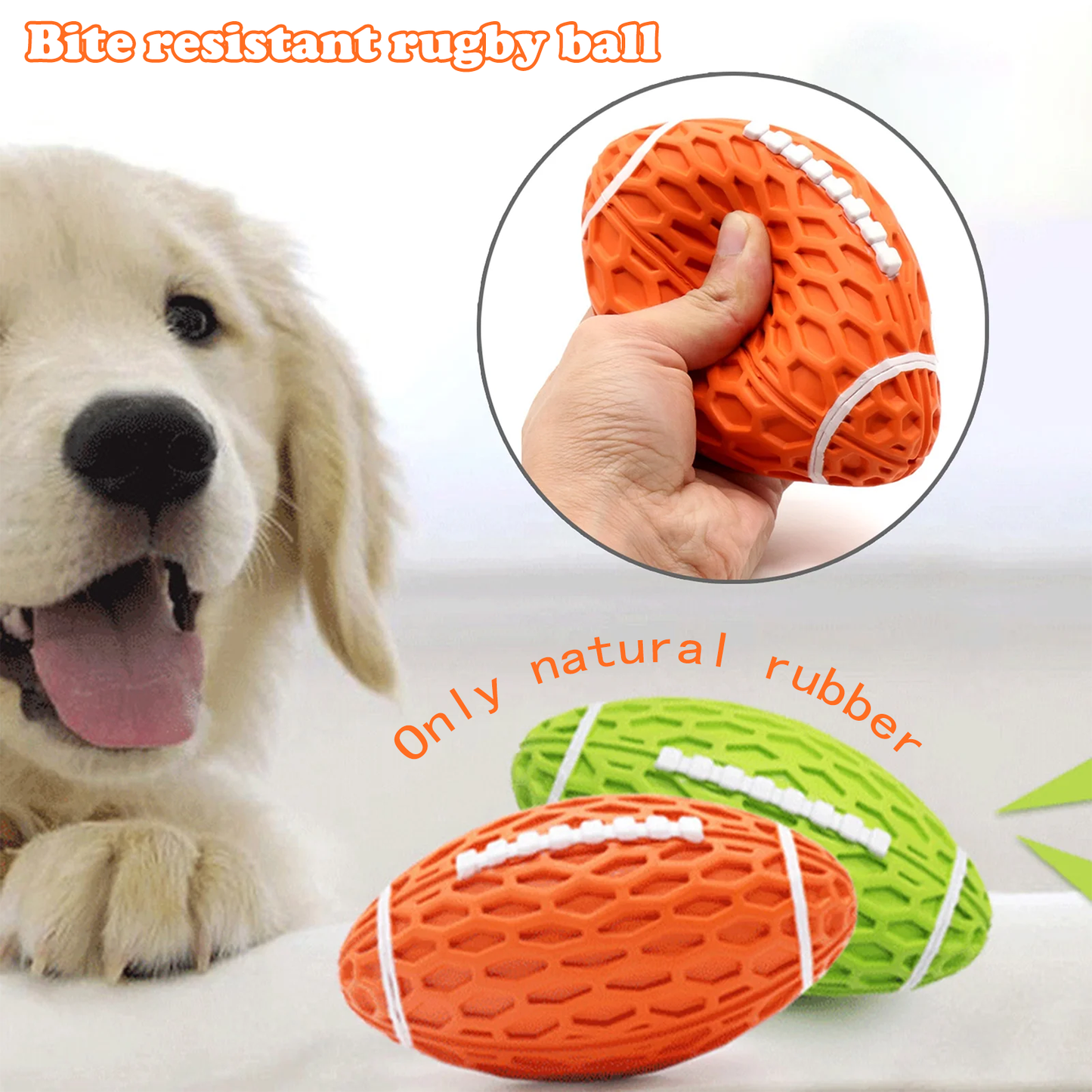 Squeaky Balls for Dogs, Rubber Football for Aggressive Chewers, Fetch Toys, Durable and Interactive Ball, Funny Squeaky Ball Heavy Duty (Orange, Large)
