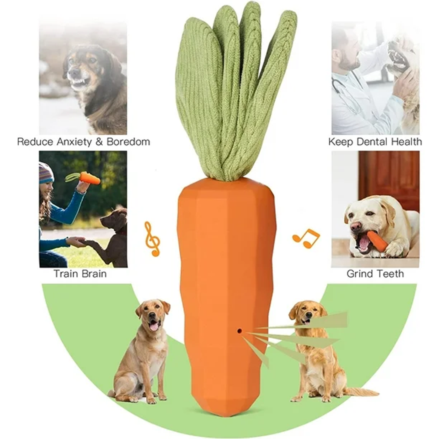 Dog Squeaky Chew Toys for Aggressive Chewers, Rubber Carrot Dog Toys for Training and Cleaning, Durable Interactive Tough Dog Toy for Puppy Medium Dogs