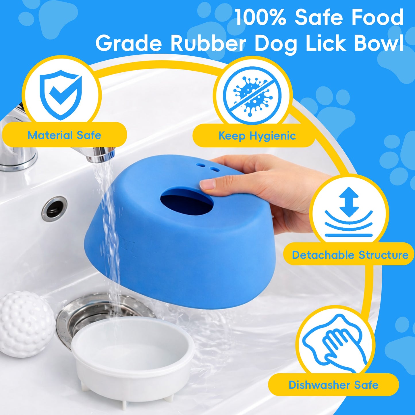 Waithem Dog Licking Ball for Liquid Treat, Wet Food Feeder, 3/4 Cup Yogurt Pup Lick Toy for Large Medium Small Breeds Dietary Supplement/Post-op Nutrition