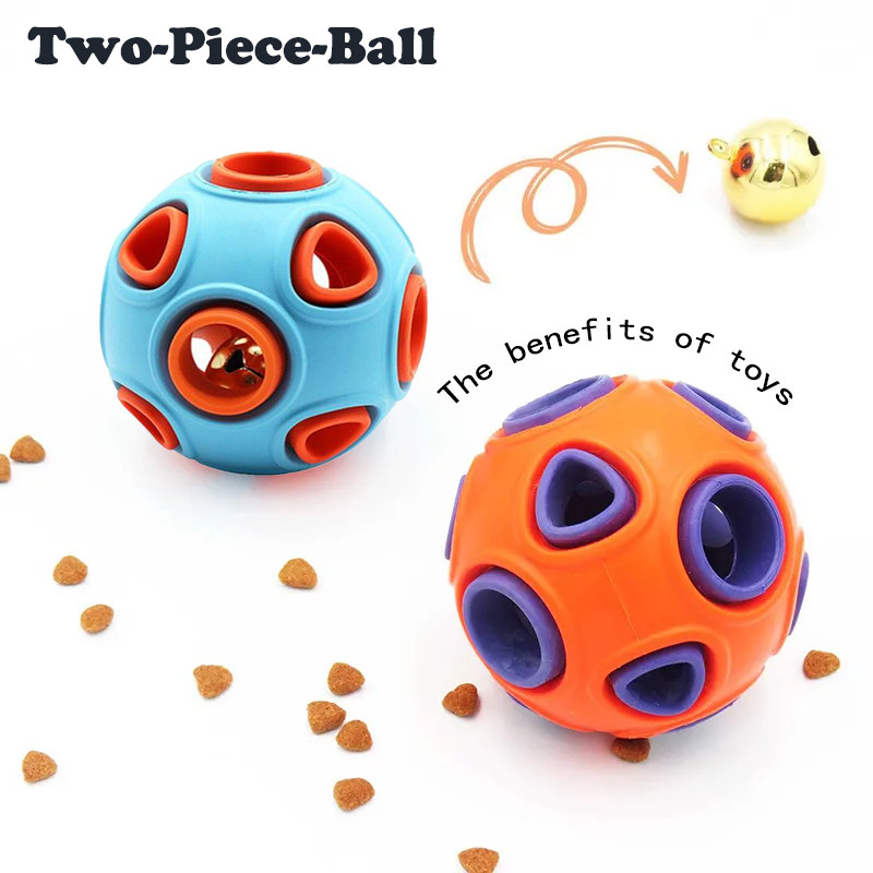 Dog Balls with Bell Sound, [2Pack] Rubber Bouncy Fetch Ball for Puppies Small Dogs, 2” Interactive Pet Chew Toys