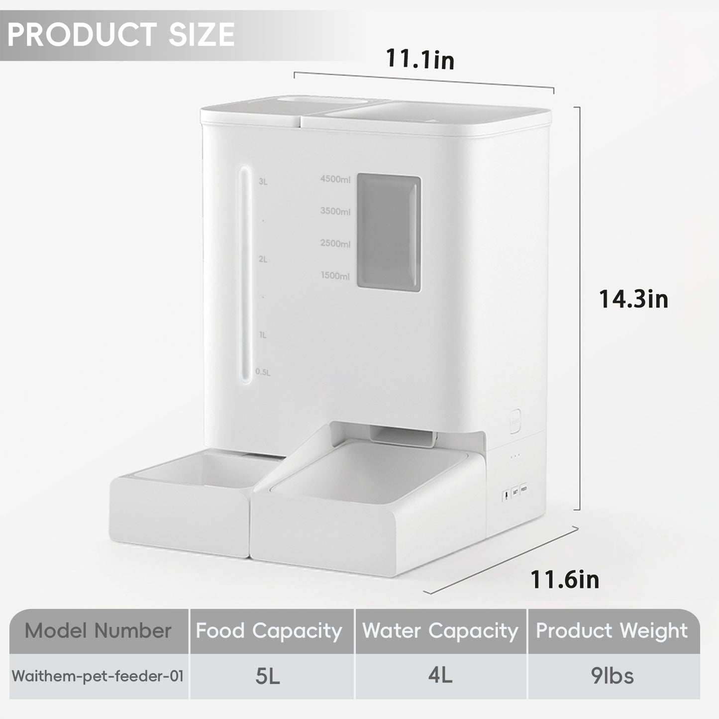 Waithem FW54 5G/2.4GHz WiFi Automatic Pet Feeder and Waterer 2-in-1 Set for Pets, 300 oz Large Capacity for 2 Weeks, Perfect for Working Parents
