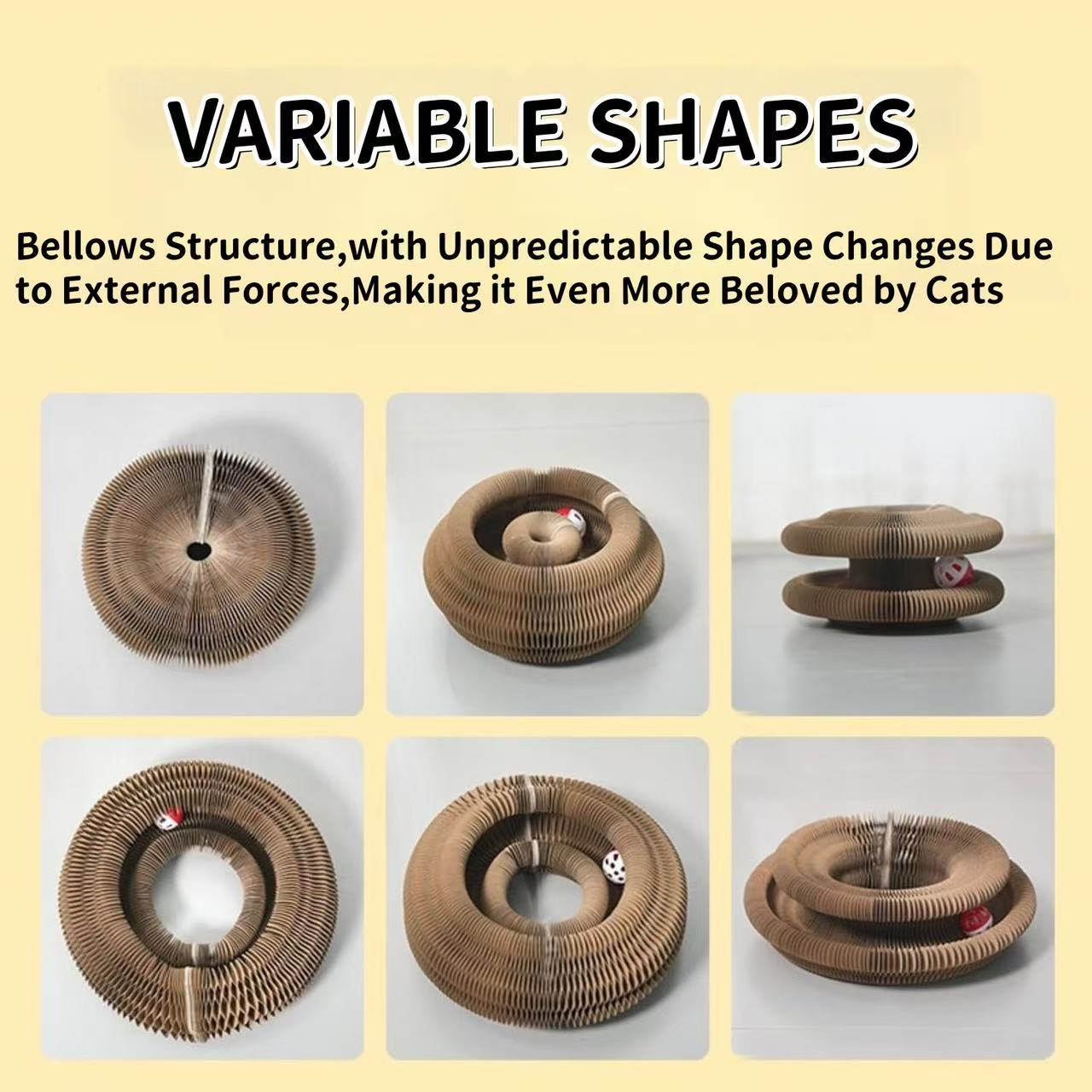 Magic Organ Cat Scratch Board Toy,Foldable Cat Toy with A Bell Ball for Cats Grinding Claws and Play