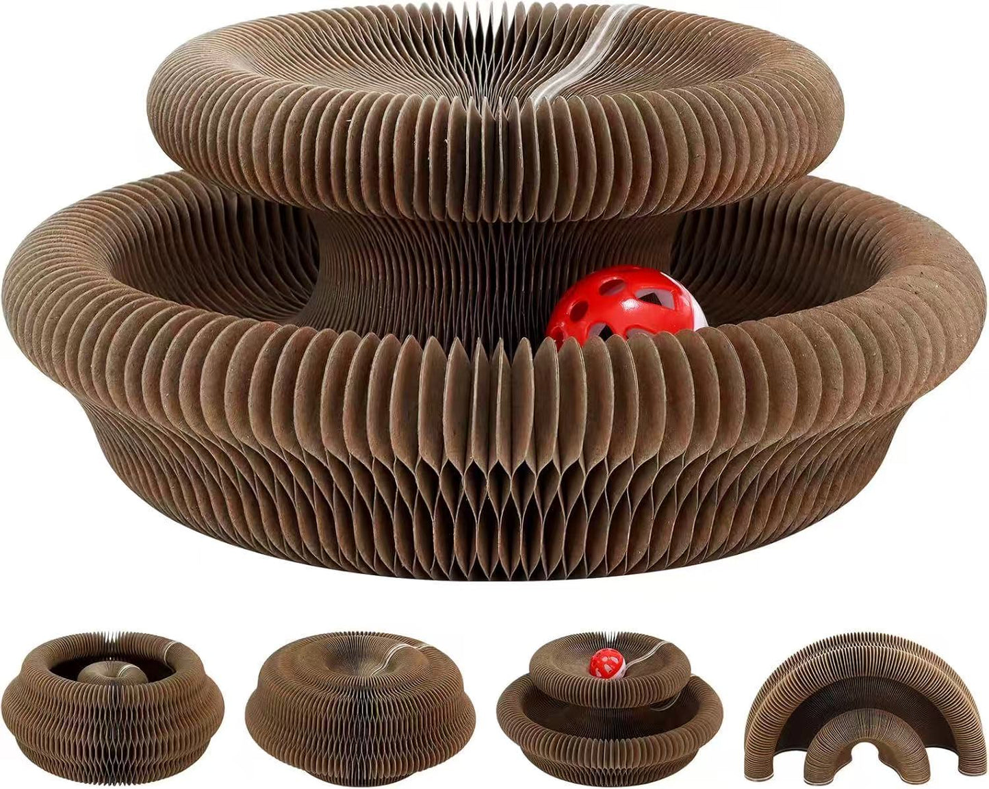 Magic Organ Cat Scratch Board Toy,Foldable Cat Toy with A Bell Ball for Cats Grinding Claws and Play