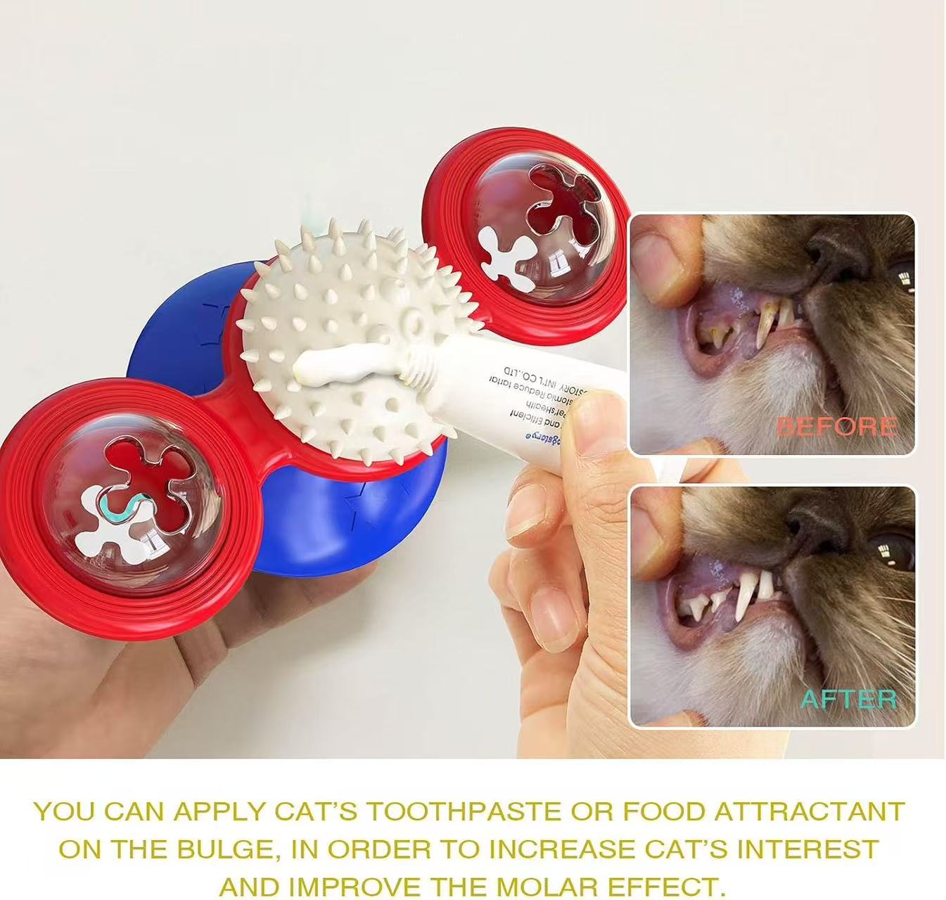 Interactive Windmill Cat Toys with Catnip : Cat Toys for Indoor Cats Funny Kitten Toys with LED Light Ball Suction Cup‖Cat Nip Toy for Cat chew Exercise (Multi-Colored)