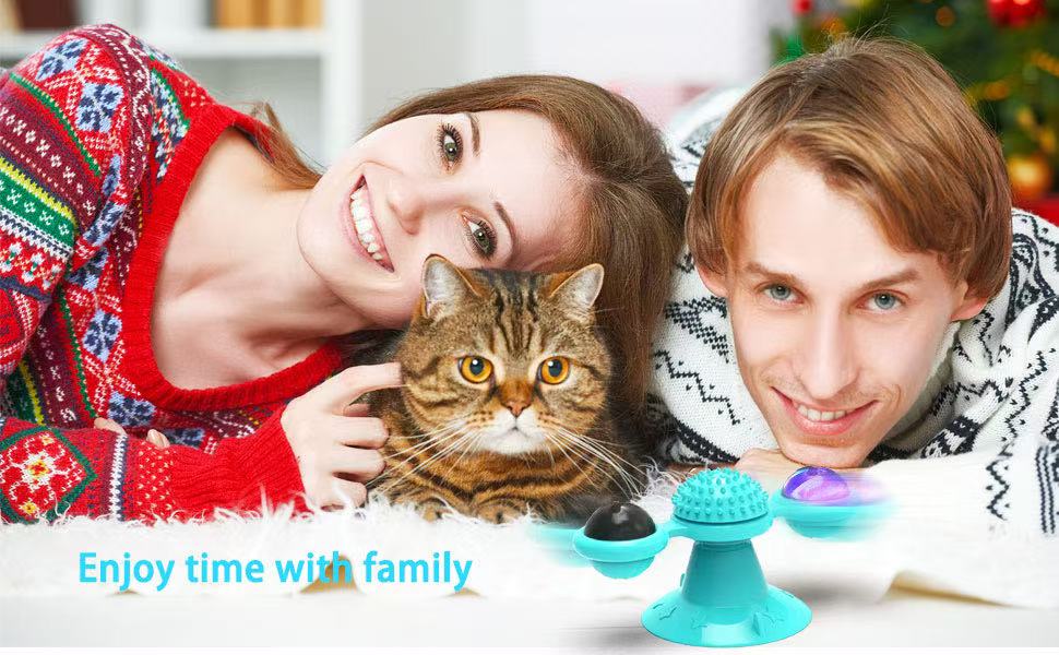 Interactive Windmill Cat Toys with Catnip : Cat Toys for Indoor Cats Funny Kitten Toys with LED Light Ball Suction Cup‖Cat Nip Toy for Cat chew Exercise (Multi-Colored)