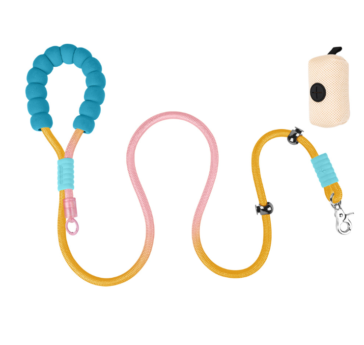 Dog leash, explosion-proof dash, small and medium-sized dog protection, Corgi, Border Collie, Shiba Inu, dog walking leash, neck loop, dog leash chain